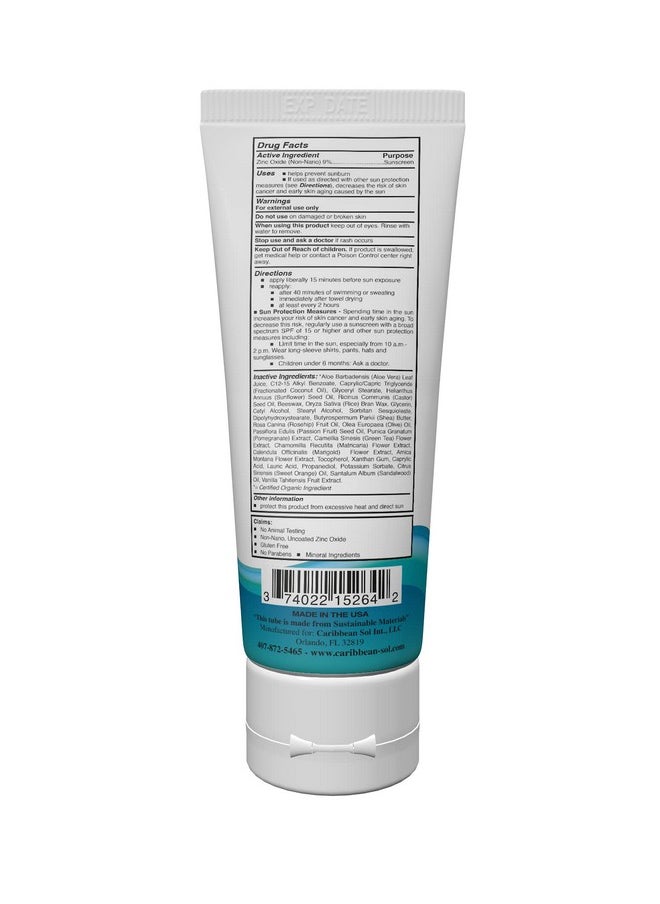 Caribbean Sol Natural Sun & Skin Care - Caribbean Sol Sol Guard Natural Sunscreen With Nonnano Zinc Oxide Biodegradable Broad Spectrum Travel Size Reef Safe Sunscreen Moisturizer Sun Cream Spf 15 4Oz. - Image 1