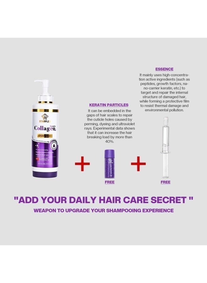 STARPLEX Collagen & Keratin Repairing Shampoo 800ml - Rich Protein for Elasticity & Damage Restoration | Oil Control & Smoothing Moisturizing | Professional Salon Formula for All Hair Types Women - Image 5