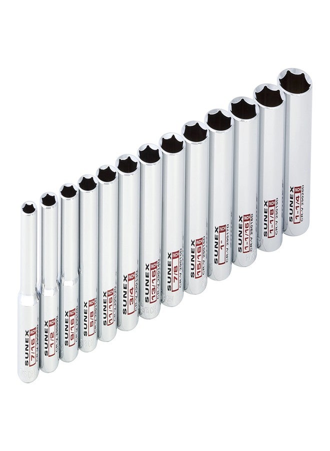 Sunex Tools 13 قطعة من قضبان مقابس كروم مقاس 1/2 بوصة، 6 نقاط عميقة SAE - Image 4