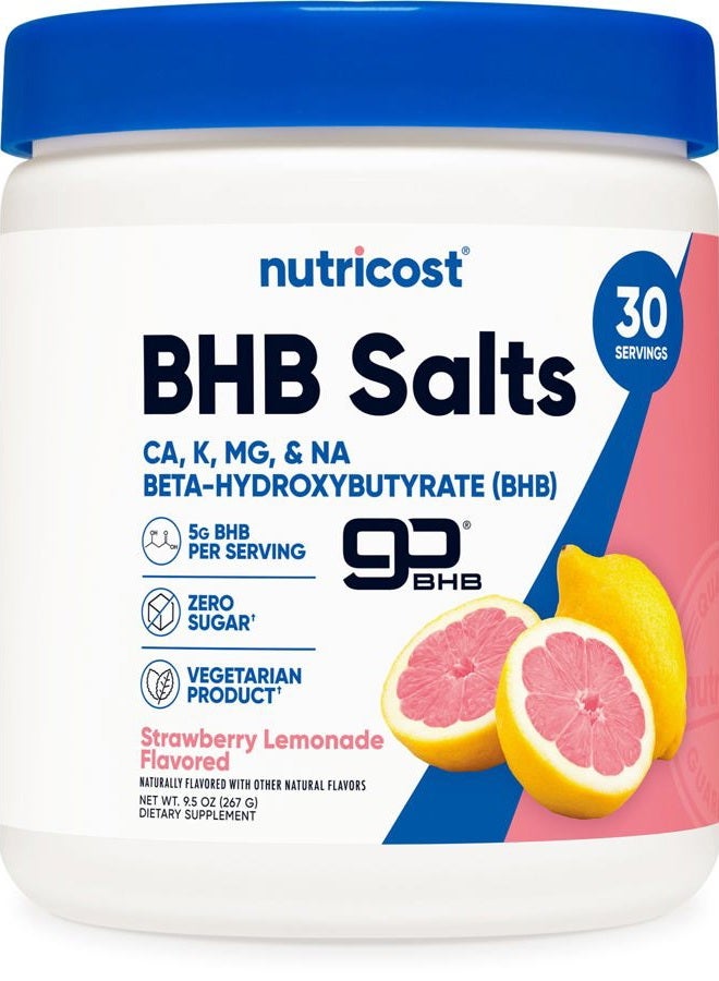 Nutricost خليط مشروبات ملح BHB (30 حصة، بنكهة ليمون الفراولة) (5 جرام BHB لكل حصة) - 0 جرام سكر إجمالي، منتج نباتي - Image 1