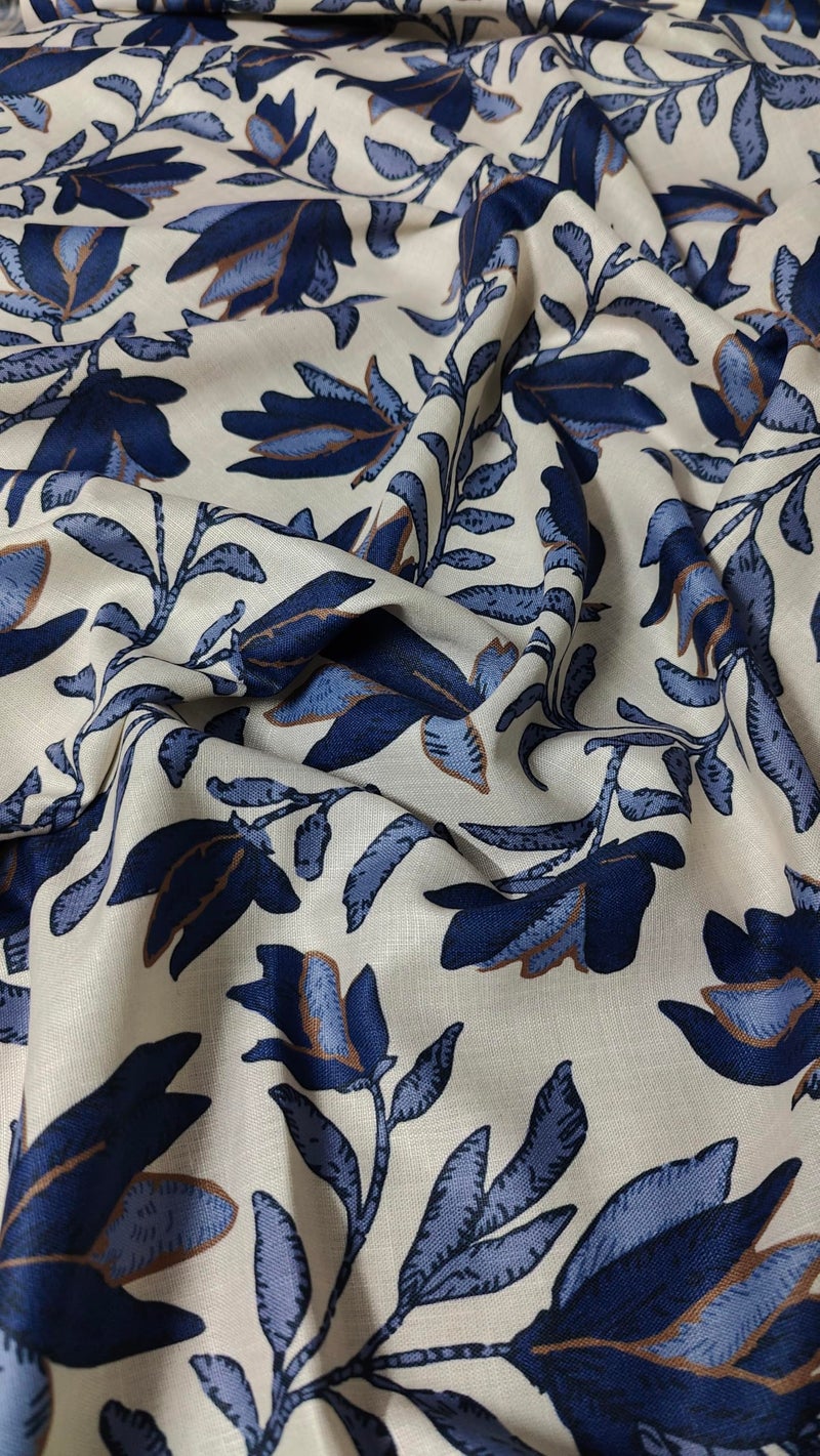 NK Textiles Floral Print Cotton Blend Unstitched Fabric for Kurti, Gowns, Palazzo etc, 2 Meters, 2.5 Meters, 3 Meters, 5 Meters, Premium Dress Making Material (2 Designs) - Image 2