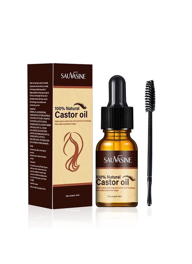 SAUVASINE - 100% Natural Castor Oil - for Eyelashes Eyebrows Hair Black Castor Oil Natural Cold Pressed Hair Growth Oil Hexane Free Growth Serum for Fuller Thicker Lashes and Brows for Women 10ml - Image 1