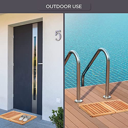 Bambüsi Bamboo Bath Mat - Foldable Wood Shower Mat, Non-Slip Bathroom Mat for Spa, Sauna, Pool, Indoor and Outdoor Use, Easy Storage, 24" x 18" - Image 5