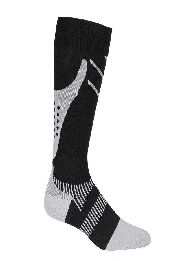 NuVein Compression Socks, 15-20 mmHg Support for Athletic Performance and Medical Recovery, Knee High, Closed Toe, Silver on Black, Large - Image 1