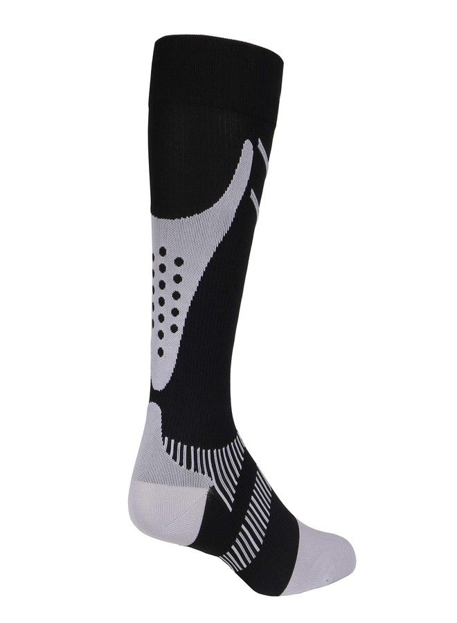 NuVein Compression Socks, 15-20 mmHg Support for Athletic Performance and Medical Recovery, Knee High, Closed Toe, Silver on Black, Large - Image 3