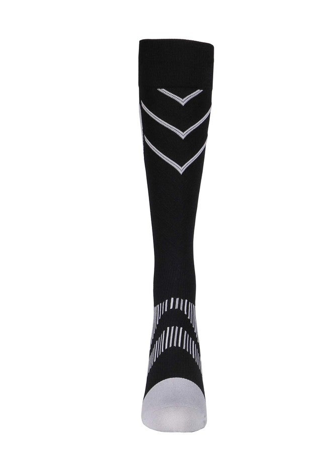 NuVein Compression Socks, 15-20 mmHg Support for Athletic Performance and Medical Recovery, Knee High, Closed Toe, Silver on Black, Large - Image 5