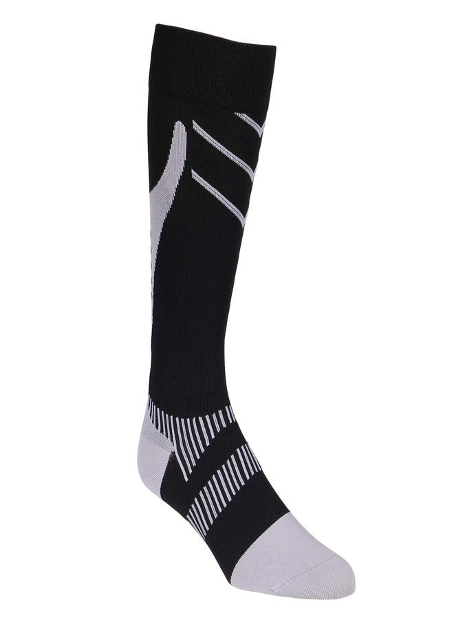 NuVein Compression Socks, 15-20 mmHg Support for Athletic Performance and Medical Recovery, Knee High, Closed Toe, Silver on Black, Large - Image 2