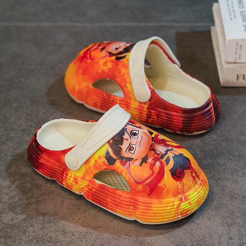 Popular Kidsren'S Clogs Nezha Pattern Fashionable Non-Slip Casual Slippers For Boys And Girls Two-Wear Sandals Wear-Resistant - Image 4