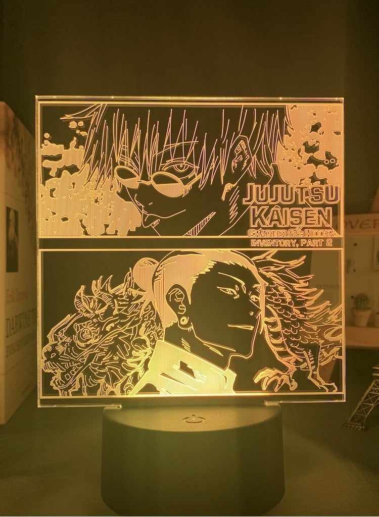 انمي jujutsu كايسن ساتورو خمسة أضواء باردة 3D الوهم ليلة ضوء ديكور المنزل غرفة الإضاءة حتى الاكريليك الصمام مصباح هدية مضيئة الجدول مصباح ( 16 شريط التحكم عن بعد ) - Image 1