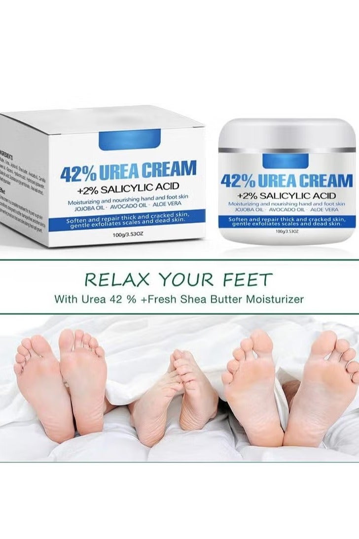 ISSUWEN Urea Cream for Foot 42% +2% Salicylic Acid, Foot & Hand Cream for Feet Maximum Strength Moisturizes Nourishes Softens Dry, Rough, Exfoliates Dead Skin Callus Remover For Feet 3.53oz - Image 1