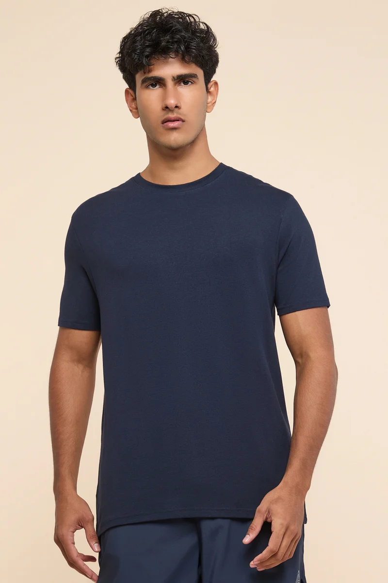 R&B Solid T-Shirt with Crew Neck and Short Sleeves