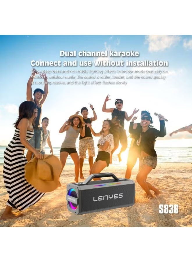 Lenyes S836 Party Speaker – TWS Dual Connect, 300W Power, RGB Lighting & Ultra-Large 40,000mAh Battery - Image 3