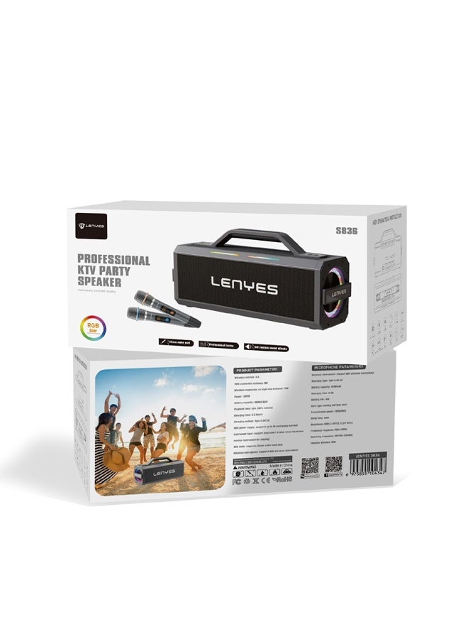 Lenyes S836 Party Speaker – TWS Dual Connect, 300W Power, RGB Lighting & Ultra-Large 40,000mAh Battery - Image 5
