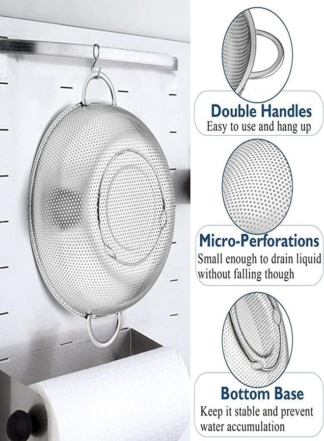 Cheet enterprise 28cm Stainless Steel Colander with Double Handles | Heavy-Duty Rustproof Steel Strainer Basket for Rice, Pasta, Fruits & Vegetables | Dishwasher Safe Large Draining Bowl for Kitchen Use - Image 5