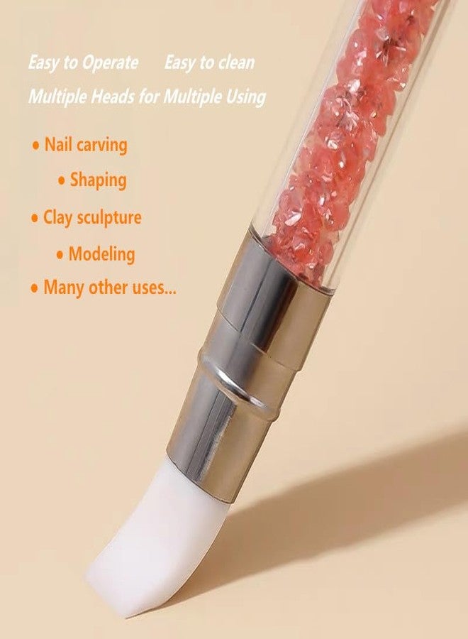 SQULIGT Resin Nail Art Palette with 5Pcs Nail Art Sculpture Pen Dual Tipped Silicone Nail Tools, Nail Art Acrylic Pen Silicone Brushes for Resin, Nail Art Tools for Design Nail Foil Carving Drawing - Image 3