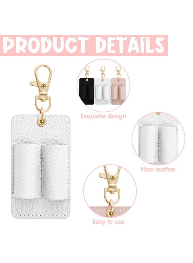 CYUXING 3 Pack Leather Pen Holder Double Hole Pen Holder Lanyard Attachment Black White Pink with Leather Badge Anti Lost Damage Resistant Long Service Life - Image 3