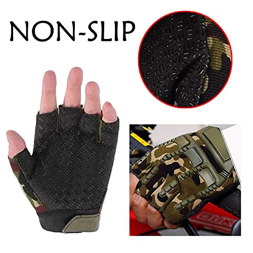 HHADEK Biker Gloves for Men and Women - Hard Shell Knuckle Protection, Comfortable Half Finger Design, Style with Rubber, Non-Slip Grip, Padding, Perfect for Riding, Hiking, and Travel Size (L) - Image 2