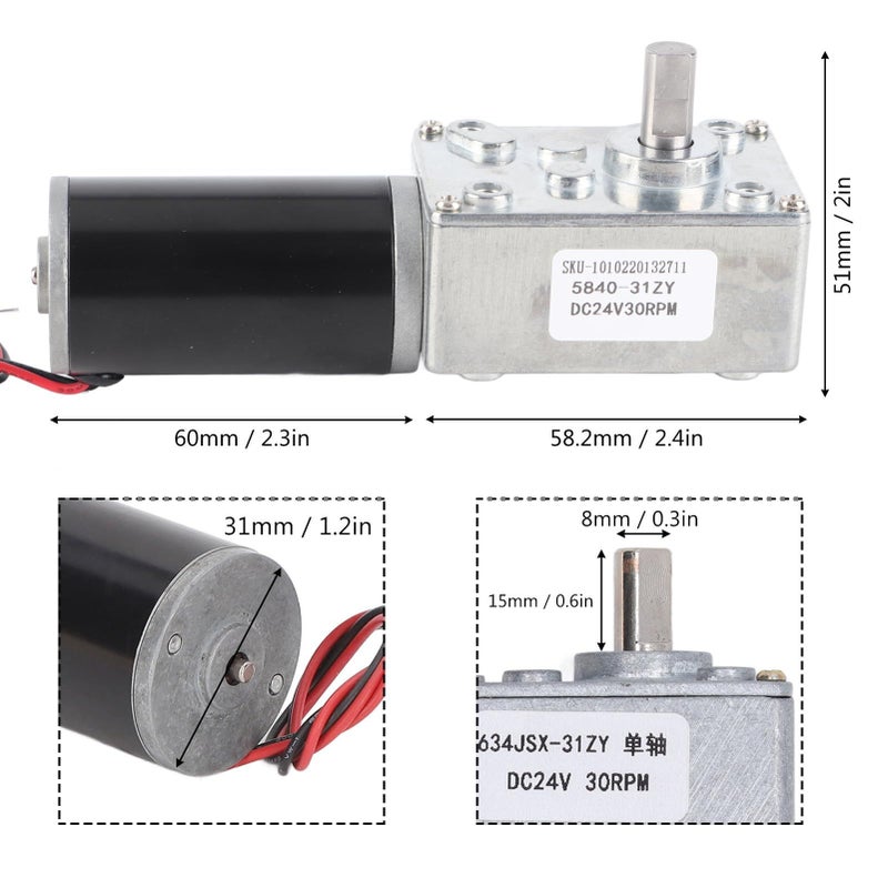 DC24V Self Locking Gear Motor 30RPM 5840 31ZY Reversible Single Shaft Reduction Motor - Image 5