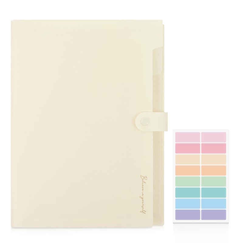 SKYDUE Expanding File Folder, Accordion File Organizer with 8 Pockets, Expandable Document Paper Receipt Holder for School Office Hospital, Letter/A4 Size Beige - Image 2