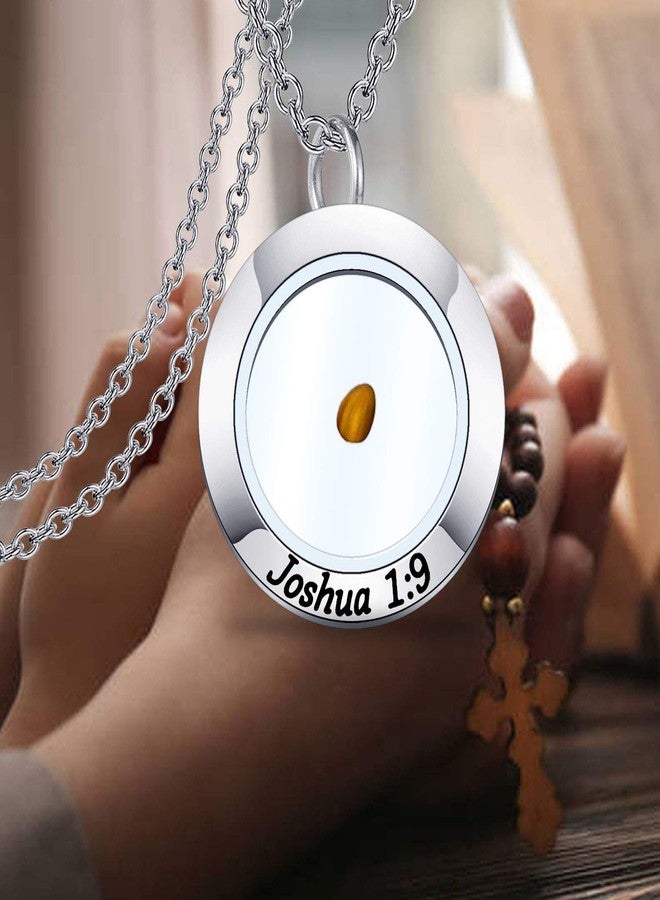 FEELMEM Christian Mustard Seed Necklace Joshua 1:9 Bible Verse Mustard Seed Faith Pendant Necklace Religious Faith Gift - Image 4