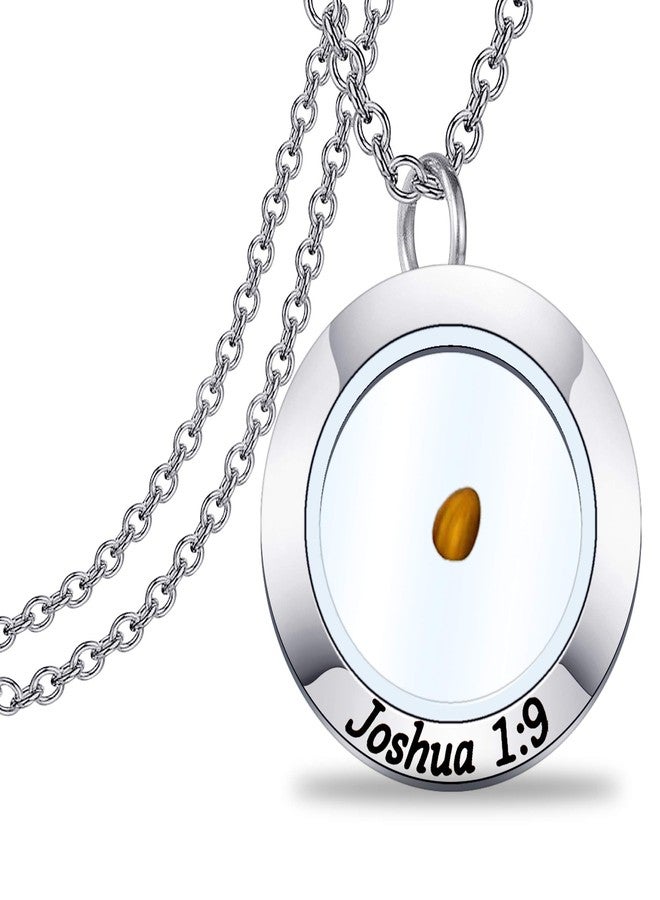 FEELMEM Christian Mustard Seed Necklace Joshua 1:9 Bible Verse Mustard Seed Faith Pendant Necklace Religious Faith Gift - Image 1