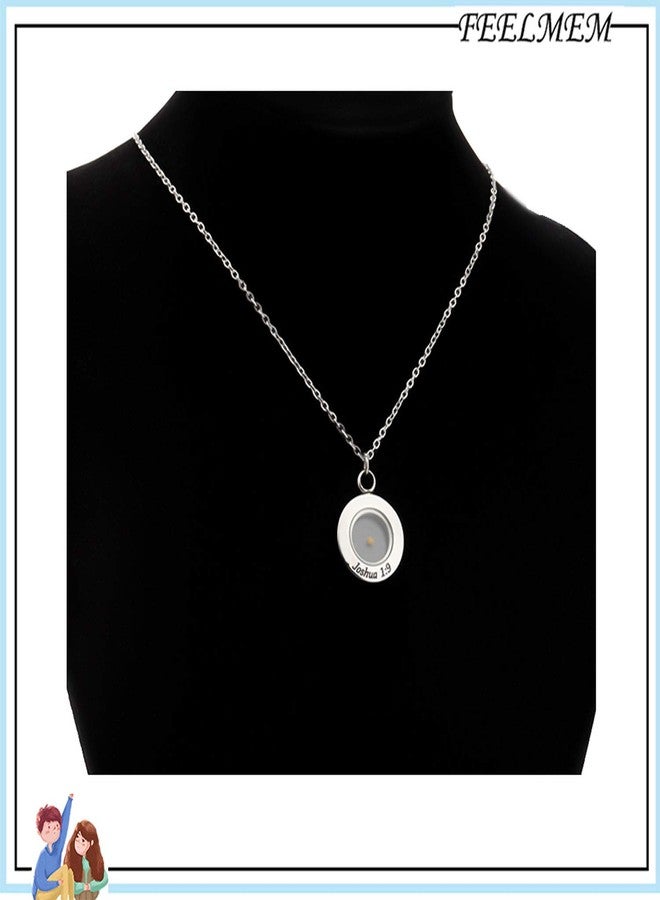 FEELMEM Christian Mustard Seed Necklace Joshua 1:9 Bible Verse Mustard Seed Faith Pendant Necklace Religious Faith Gift - Image 3