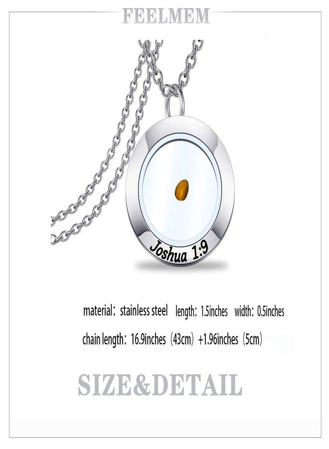 FEELMEM Christian Mustard Seed Necklace Joshua 1:9 Bible Verse Mustard Seed Faith Pendant Necklace Religious Faith Gift - Image 2