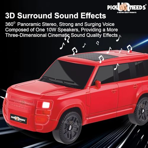 Pick Ur Needs Portable 10W Car Shape Bluetooth Wireless Speaker with Deep Bass 1200mAh Battery Support FM Radio, USB, TF Card, TWS Stylish SUV Design (Red) - Image 3