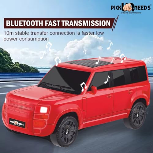 Pick Ur Needs Portable 10W Car Shape Bluetooth Wireless Speaker with Deep Bass 1200mAh Battery Support FM Radio, USB, TF Card, TWS Stylish SUV Design (Red) - Image 2