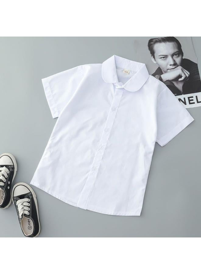 White Shirt Short Sleeve Summer New Children's Clothing Court Shirt 