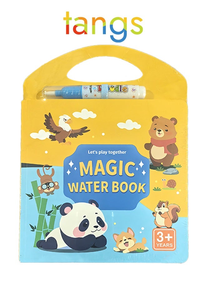 tangs Magic Water Painting Book - Animal Kingdom Edition, Water Reveal, Reusable, Educational Fun for Kids, Non-Toxic, Gift for Ages 3-7 with Panda Design - Image 1