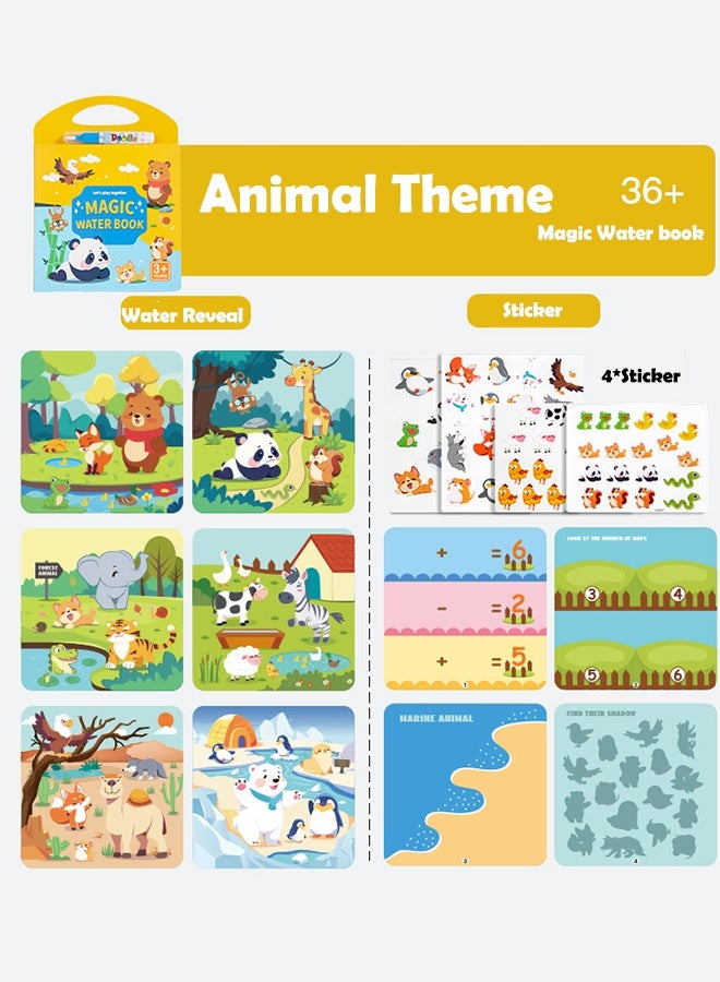 tangs Magic Water Painting Book - Animal Kingdom Edition, Water Reveal, Reusable, Educational Fun for Kids, Non-Toxic, Gift for Ages 3-7 with Panda Design - Image 5