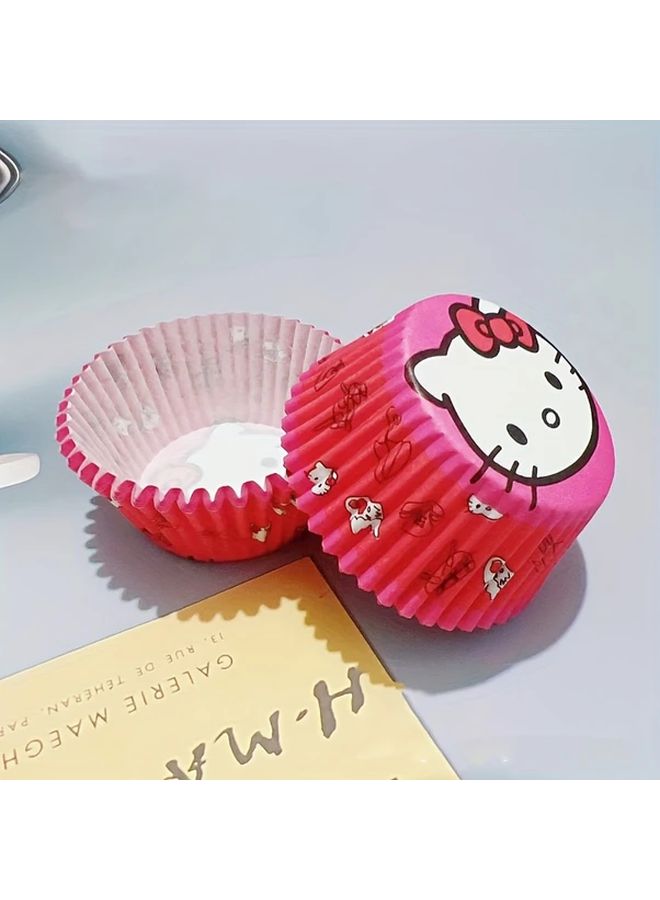 100 Pieces Hello Kitty Princess Theme Paper Cupcake Liners Colorful Patterned Baking Cups For Muffins Cupcakes And Bread Party And Celebration Supplies - Image 4