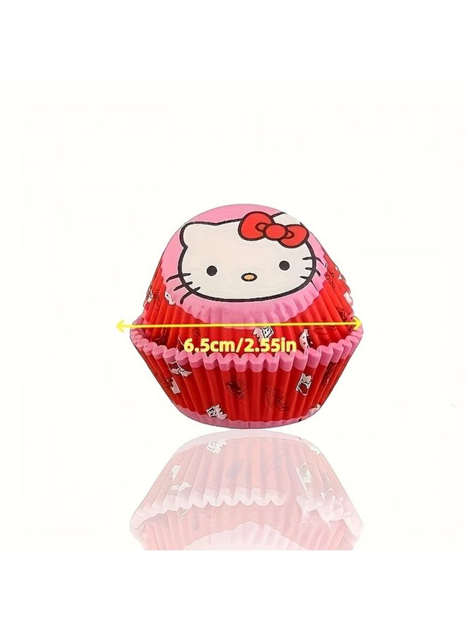 100 Pieces Hello Kitty Princess Theme Paper Cupcake Liners Colorful Patterned Baking Cups For Muffins Cupcakes And Bread Party And Celebration Supplies - Image 3