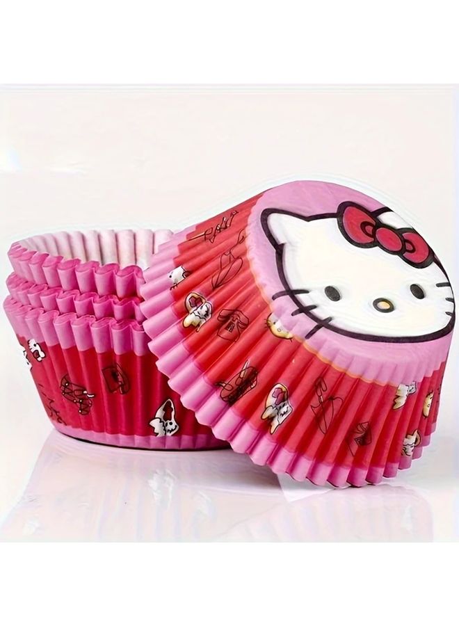 100 Pieces Hello Kitty Princess Theme Paper Cupcake Liners Colorful Patterned Baking Cups For Muffins Cupcakes And Bread Party And Celebration Supplies - Image 2