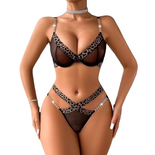 GirlFriend Women Bra Panty Lingerie Set Net Teddy Strap Babydoll Lingerie Romantic Bikini with Panty Set for Women Party Honeymoon Set - Image 1