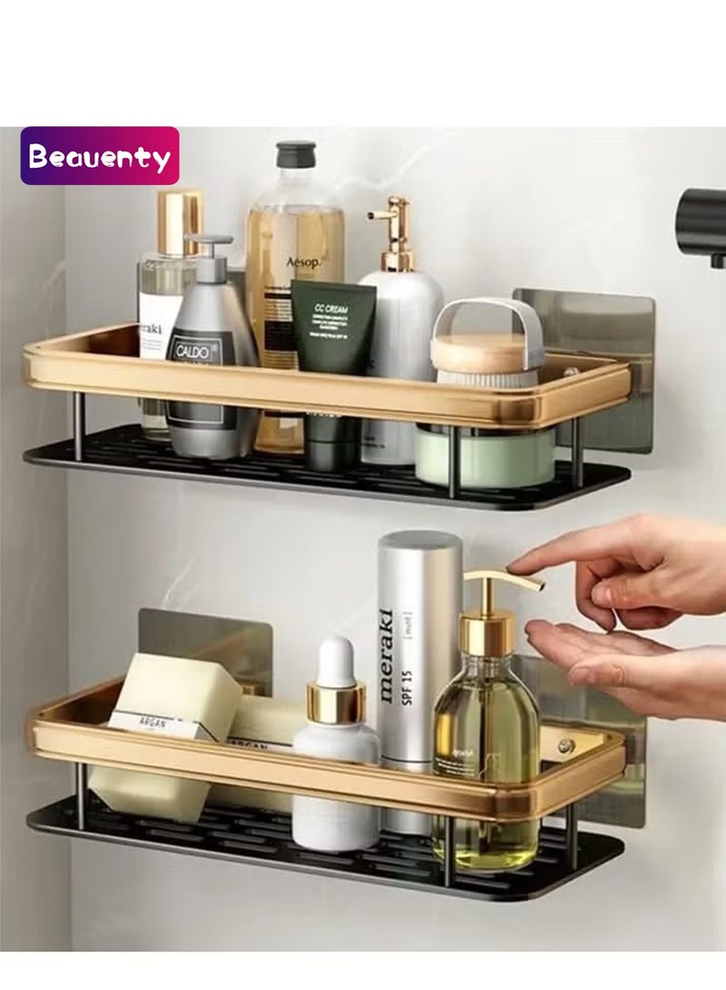 Beauenty Shower Caddy Shelf, Stainless Steel Self Adhesive No Drilling, Bathroom Shower Rack, Wall Mounted Organizer with Rustproof Basket, Toilet and Kitchen Storage - Image 1