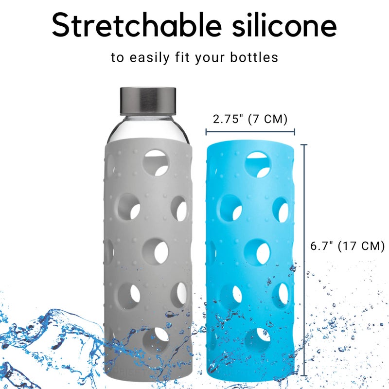 Brieftons Silicone Sleeves: 6-Pack Insulated Anti-Slip Protection Covers, Ultra Thick & Durable, Better Than Neoprene & Rubber, Also Perfect for Aquasana, Pratico Kitchen, Epica & Other Glass Bottles - Image 3