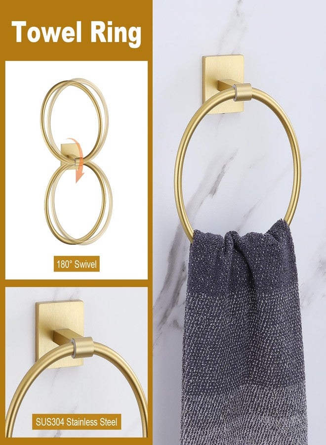 soaez Brushed Gold Toilet Paper Holder Towel Bar Set, 5 Pieces Bathroom Hardware Accessories Set, 23.6 Inch Stainless Steel Towel Racks for Bathroom Wall Mounted - Image 3