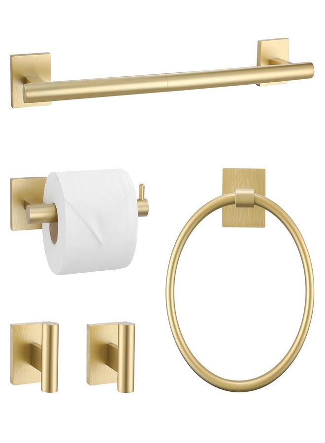 soaez Brushed Gold Toilet Paper Holder Towel Bar Set, 5 Pieces Bathroom Hardware Accessories Set, 23.6 Inch Stainless Steel Towel Racks for Bathroom Wall Mounted - Image 1