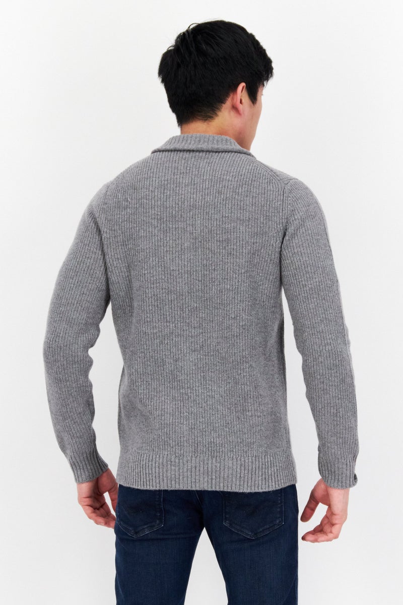 Lyle & Scott Men High Neck Long Sleeve Knitted Cardigans, Grey - Image 2