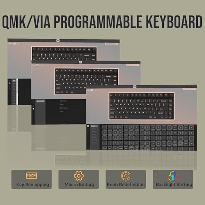 rayihni لوحة مفاتيح الألعاب MOONSHADOW V2 اللاسلكية 75% من الألمنيوم، لوحة مفاتيح ميكانيكية قابلة للبرمجة QMK&VIA، لوحة مفاتيح كريمية قابلة للتبديل الساخن BT5.0/2.4GHZ/USB-C، زر، بطارية 4000MAH (أسود) - Image 3