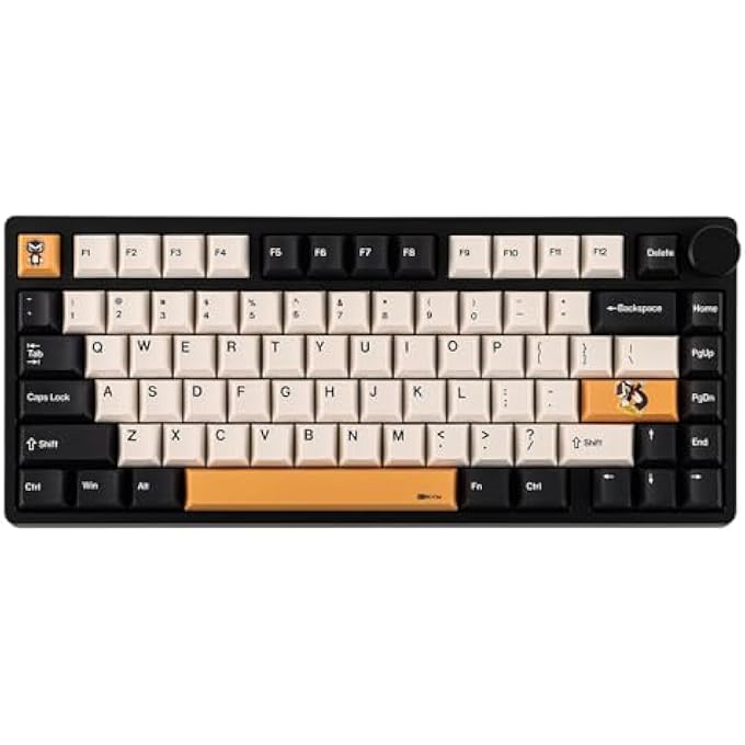 rayihni لوحة مفاتيح الألعاب MOONSHADOW V2 اللاسلكية 75% من الألمنيوم، لوحة مفاتيح ميكانيكية قابلة للبرمجة QMK&VIA، لوحة مفاتيح كريمية قابلة للتبديل الساخن BT5.0/2.4GHZ/USB-C، زر، بطارية 4000MAH (أسود) - Image 1