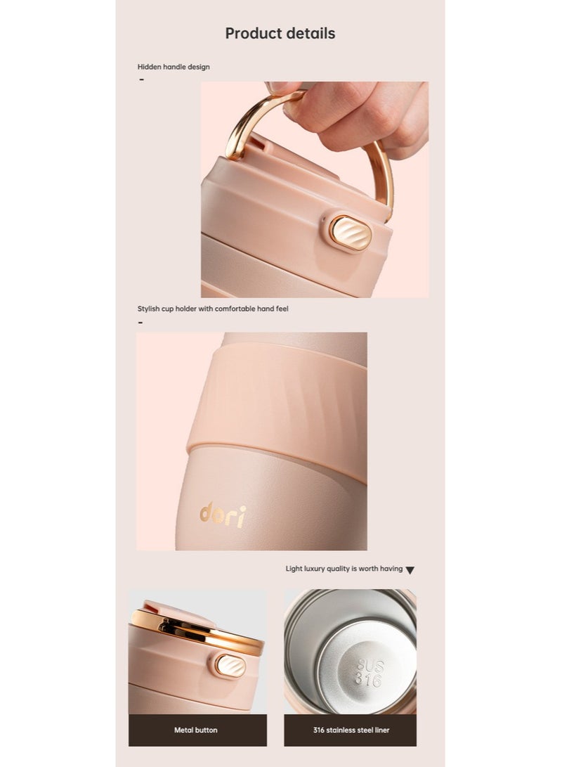 DORI Vacuum Insulated 18/8 Stainless Steel Cup 380ML Rapid Lock / Smooth Mouthpiece 8 Hours Hot / 20 Hours Cold Colour : PINK / DORI - Image 2