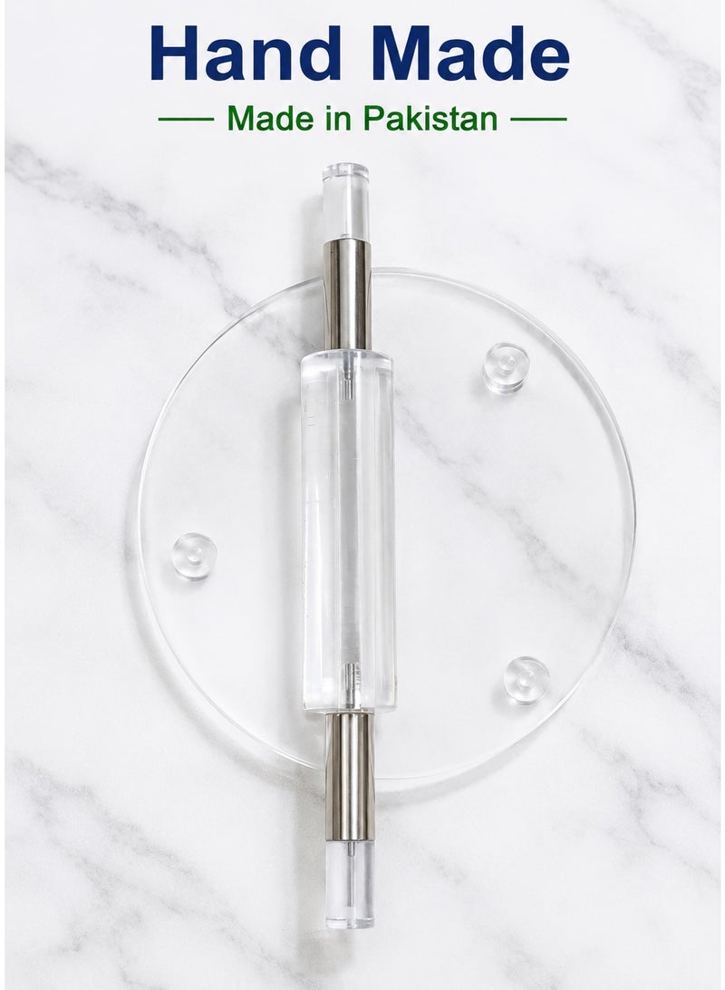 Pakistani Hand Made Acrylic Dough Roller – Premium Transparent Rolling Pin for Dough, Pizza, Pastry & Baking – Made in Pakistan - Image 3