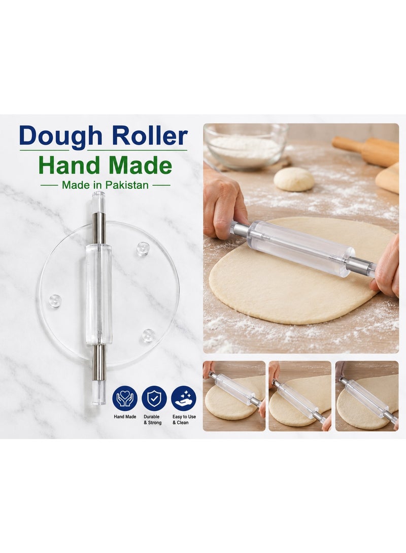 Pakistani Hand Made Acrylic Dough Roller – Premium Transparent Rolling Pin for Dough, Pizza, Pastry & Baking – Made in Pakistan - Image 2