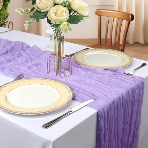 CKIKU 6 Pack 10FT Lavender Purple Cheesecloth Table Runner 120 Inch Gauze Rustic Boho Summer Cheese Cloth Table Runner Sheer Fabric Decorations for Holiday Party Wedding Banquet Bridal Baby Shower Dcor - Image 3