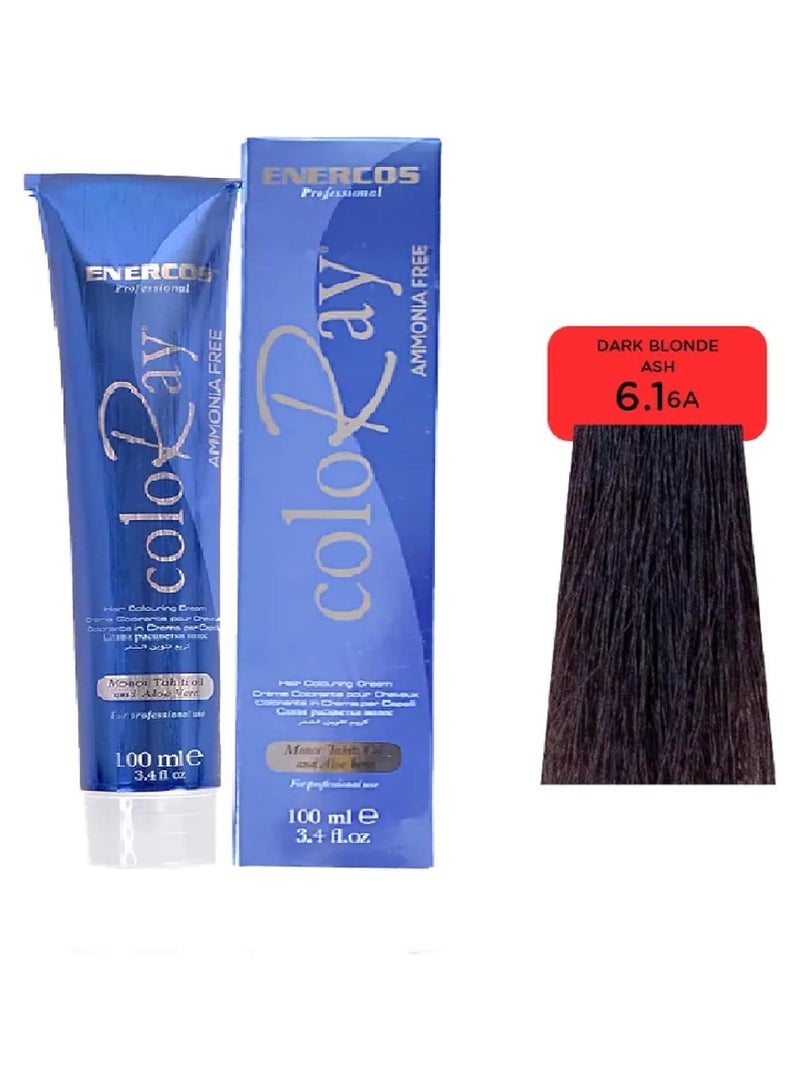 ENERCOS صبغة شعر احترافية خالية من الأمونيا من كولوراي بدرجات لون تدوم طويلاً، ولمعان إضافي وشعر ناعم كالحرير أشقر غامق رمادي 6.1 100 مل - Image 2