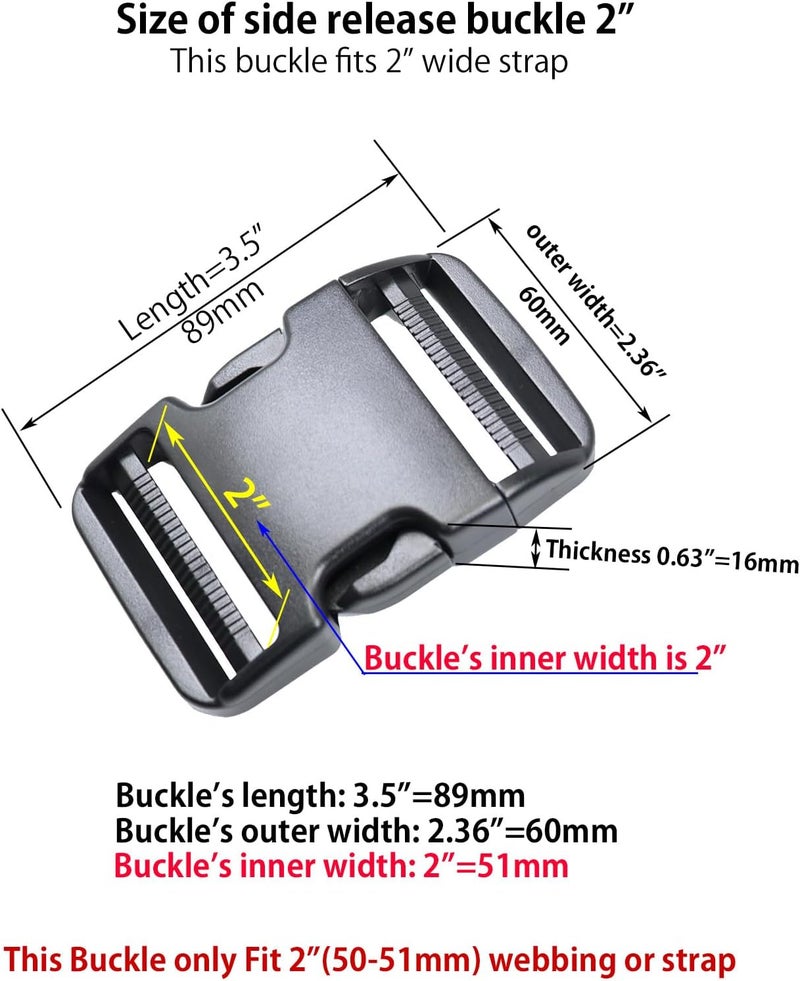Baitoo Quick Side Release Buckle, Heavy Duty Plastic Snap Buckle Clip Clasp Fasteners for Backpack Strap - Image 2