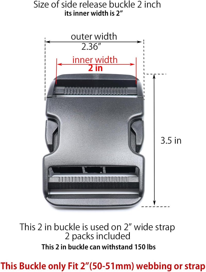 Baitoo Quick Side Release Buckle, Heavy Duty Plastic Snap Buckle Clip Clasp Fasteners for Backpack Strap - Image 3